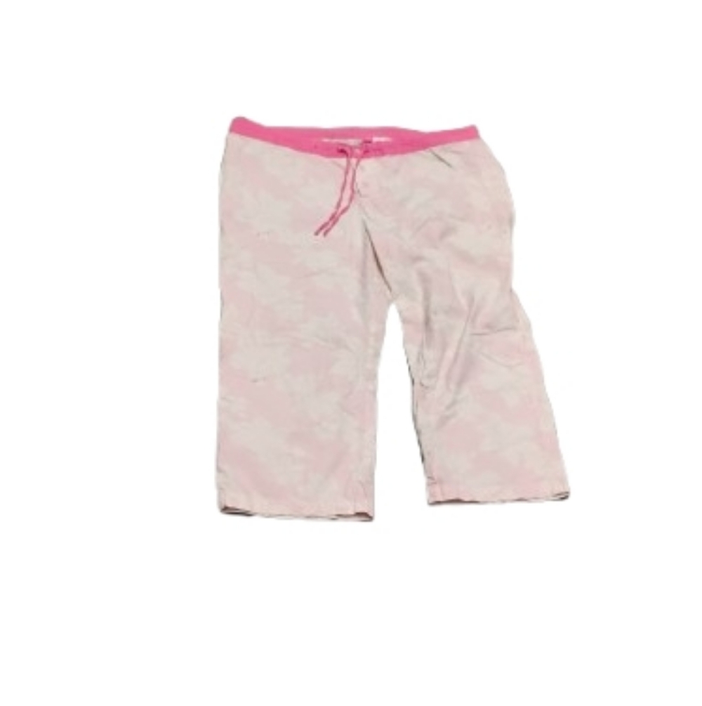 Vintage 2000s Roxy Womens Pink Floral Drawstring Lightweight Capri Pants